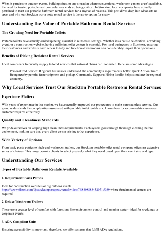 Why Local Services Trust Our Stockton Portable Restroom Rental Providers