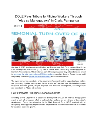 DOLE pays tribute to Filipino workers through “Alay sa Manggagawa” in Clark, Pampanga