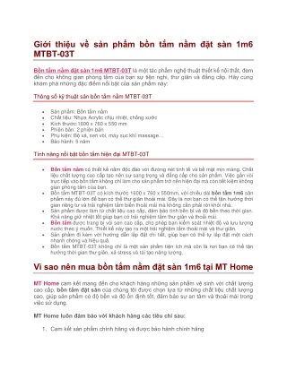 Bồn Tắm Nằm Đặt Sàn 1M6 MTBT-03T