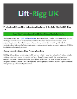 Crane Hire Preston