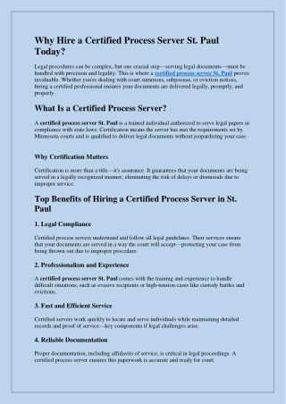 Why Hire a Certified Process Server St. Paul Today?