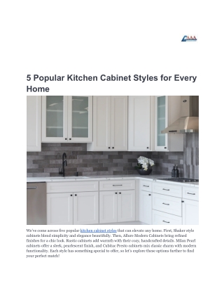 5 Popular Kitchen Cabinet Styles for Every Home-AAADistributor