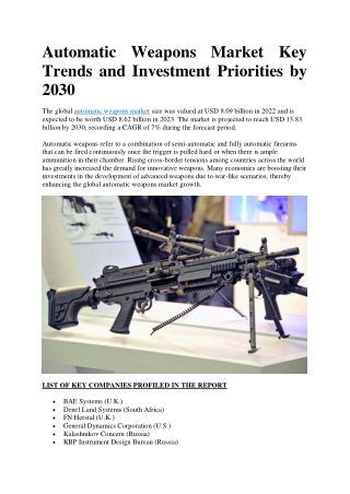 automatic weapons market key trends