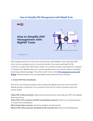 How to Simplify PDF Management with BIGpdf Tools