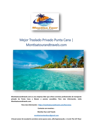 Mejor Traslado Privado Punta Cana | Montisatourandtravels.com