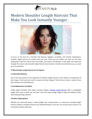 Modern Shoulder Length Haircuts That Make You Look Instantly Younger