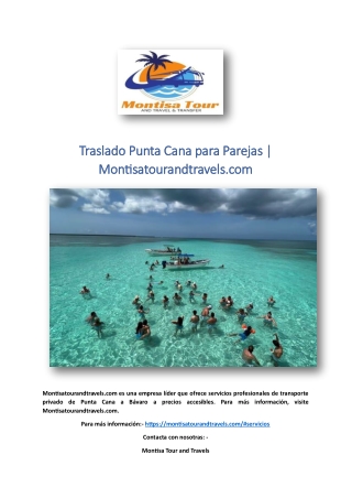 Traslado Punta Cana para Parejas | Montisatourandtravels.com
