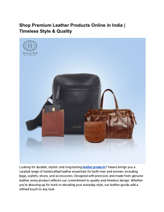 Shop Premium Leather Products Online in India _ Timeless Style & Quality