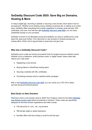 GoDaddy Discount Code 2025 Save Big on Domains, Hosting & More