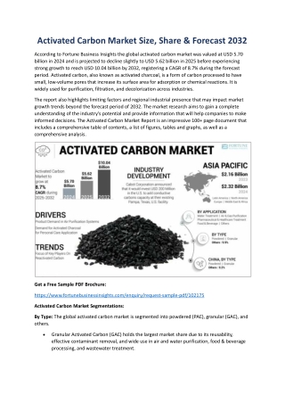 Activated Carbon Market Size, Regional Analysis & Growth Outlook 2032