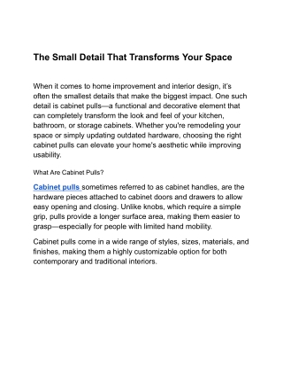 The Small Detail That Transforms Your Space