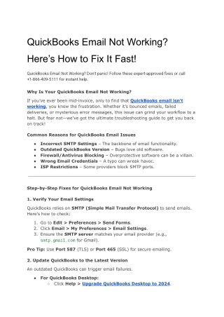 quickbooks email not working