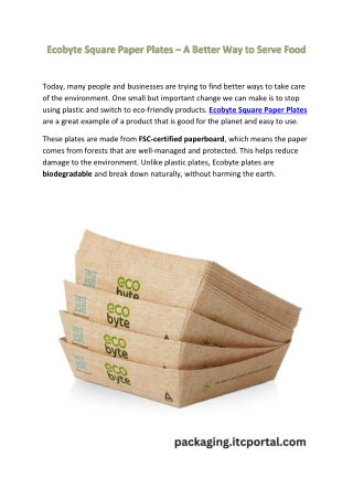 Buy Ecobyte Square Paper Plates - 100% Biodegradable & Eco-Friendly | 25 pcs
