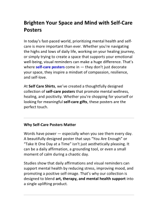 Empower Your Space with Self-Care Posters | Self Care Shirts