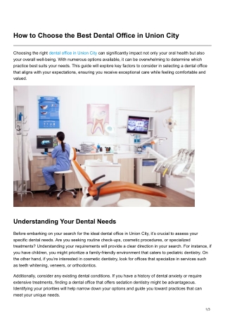 How to Choose the Best Dental Office in Union City