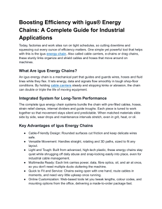 Boosting Efficiency with igus® Energy Chains_ A Complete Guide for Industrial Applications