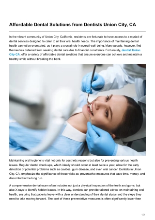 Affordable Dental Solutions from Dentists Union City, CA