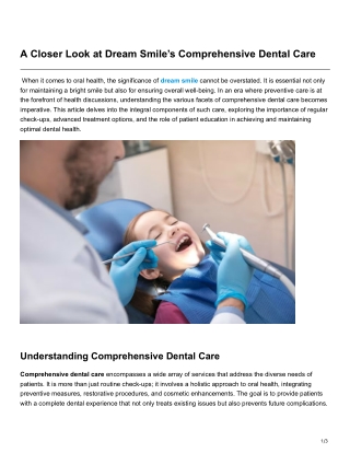 A Closer Look at Dream Smile’s Comprehensive Dental Care