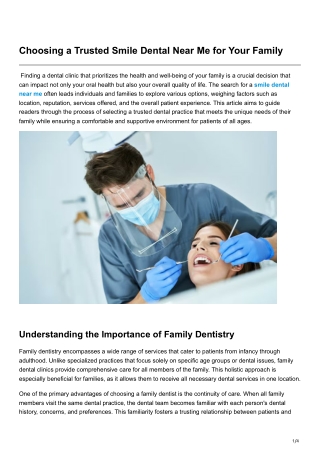 Choosing a Trusted Smile Dental Near Me for Your Family
