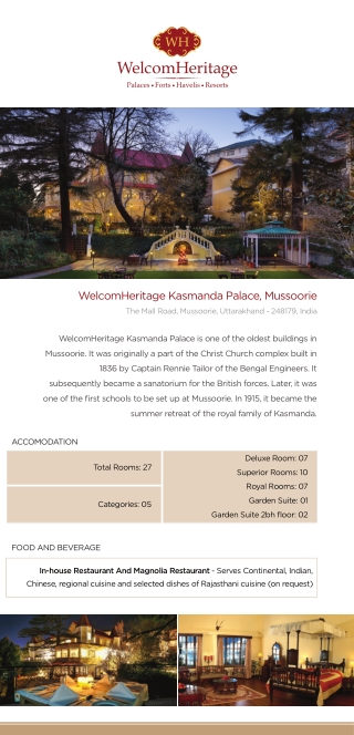 Heritage Hotel in Mussoorie - WelcomHeritage Kasmanda Palace