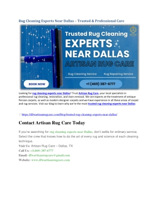 Rug Cleaning Experts Near Dallas