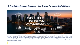 Online Digital Company Singapore – Your Trusted Partner