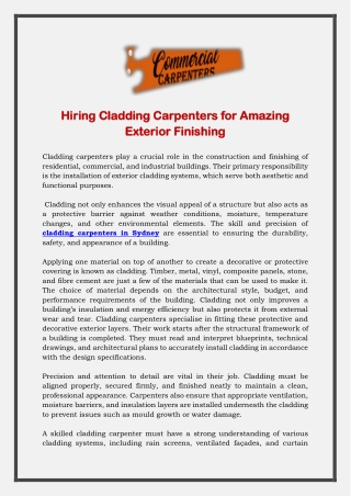 Hiring Cladding Carpenters for Amazing Exterior Finishing