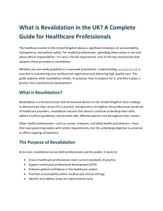 What is Revalidation in the UK A Complete Guide for Healthcare Professionals