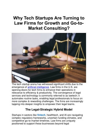 Why Tech Startups Are Turning to Law Firms for Growth and Go-to-Market Consulting