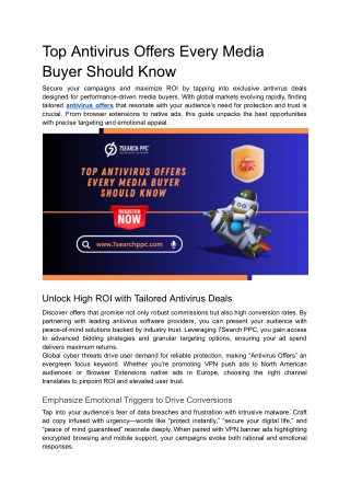 Top Antivirus Offers Every Media Buyer Should Know