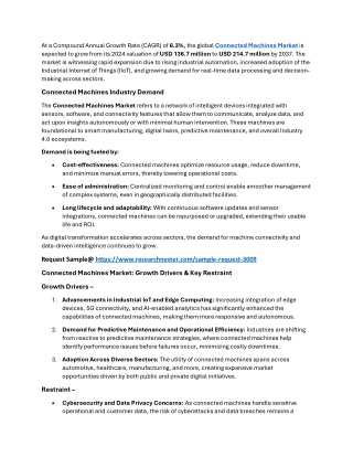 Connected Machines Market Size, Share, Growth 2025-2037