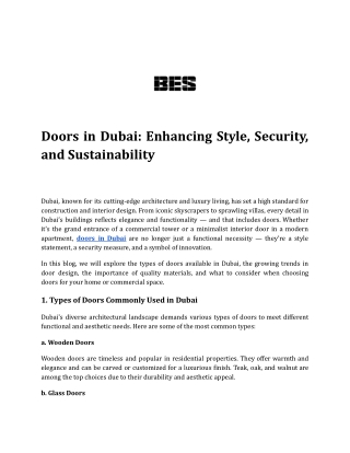 Doors in Dubai_ Enhancing Style, Security, and Sustainability