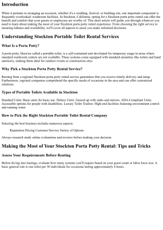 Making the Most of Your Stockton Porta Potty Rental: Tips and Tricks
