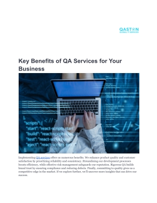 key benefits of qa services for your business