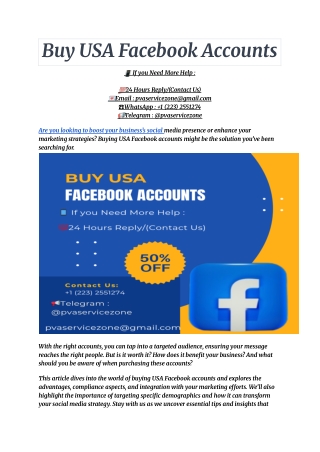 Buy USA Facebook Accounts