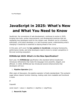 javascript in 2025 what s new and what you need