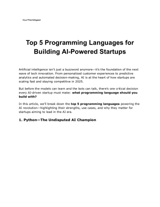 Top 5 Programming Languages for Building AI-Powered Startups