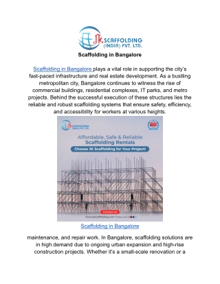 Scaffolding in Bangalore