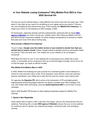 Why Mobile-First SEO Is Your 2025 Survival Kit