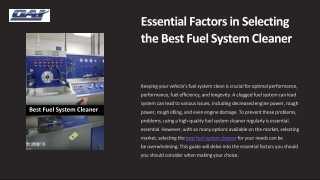 Essential Factors in Selecting the Best Fuel-System Cleaners