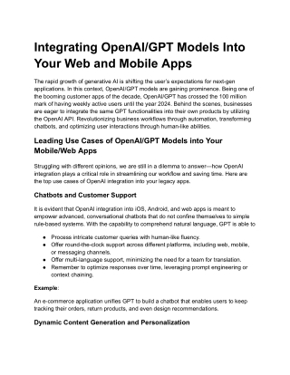 integrating openai gpt models into your