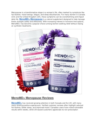 MenoMD  Menopause CA, UK Reviews