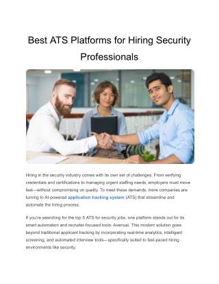 Best ATS Platforms for Hiring Security Professionals