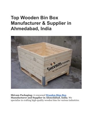 Top Wooden Bin Box Manufacturer & Supplier in Ahmedabad, India