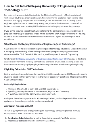 How to Get Into Chittagong University of Engineering and Technology CUET (1)