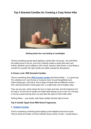 Top 5 Scented Candles for Creating a Cozy Home Vibe