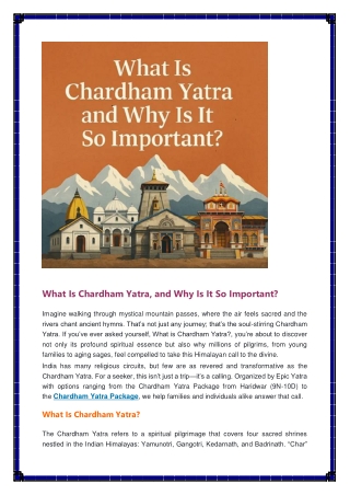 What Is Chardham Yatra and Why Is It So Important