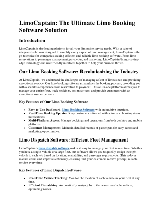 limocaptain the ultimate limo booking software