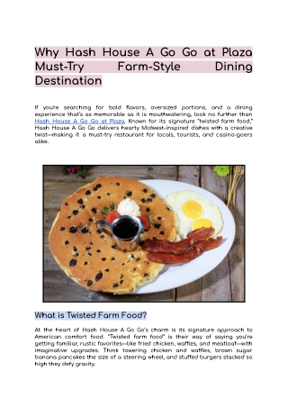 Why Hash House A Go Go at Plaza Must-Try Farm-Style Dining Destination