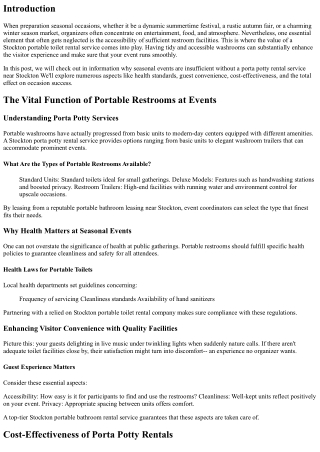 Why Seasonal Occasions are Incomplete Without a Porta Potty Rental Service Near